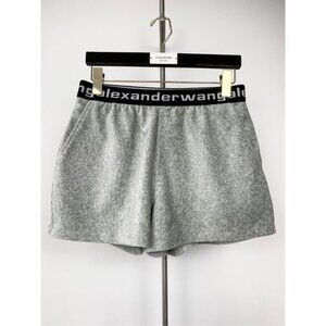 Alexander Wang.T Womens Grey Logo Waistband Lounge Shorts XS Cotton Blend